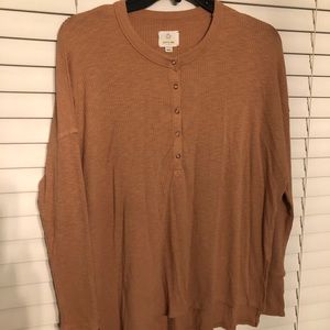 Super Soft Long Sleeve Ribbed Henley - Aerie, Size XS